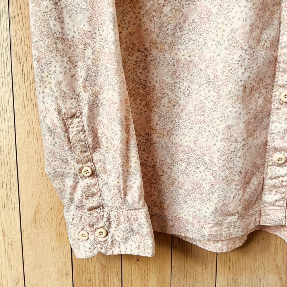 Duluth Trading Co Button Up Shirt Women's XL Dainty Floral Cream Pink Cottage - Picture 6 of 12